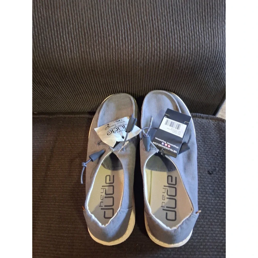 Hey Dude Wendy Chambray Navy White Canvas Slip On Loafers Womens 10 NWT